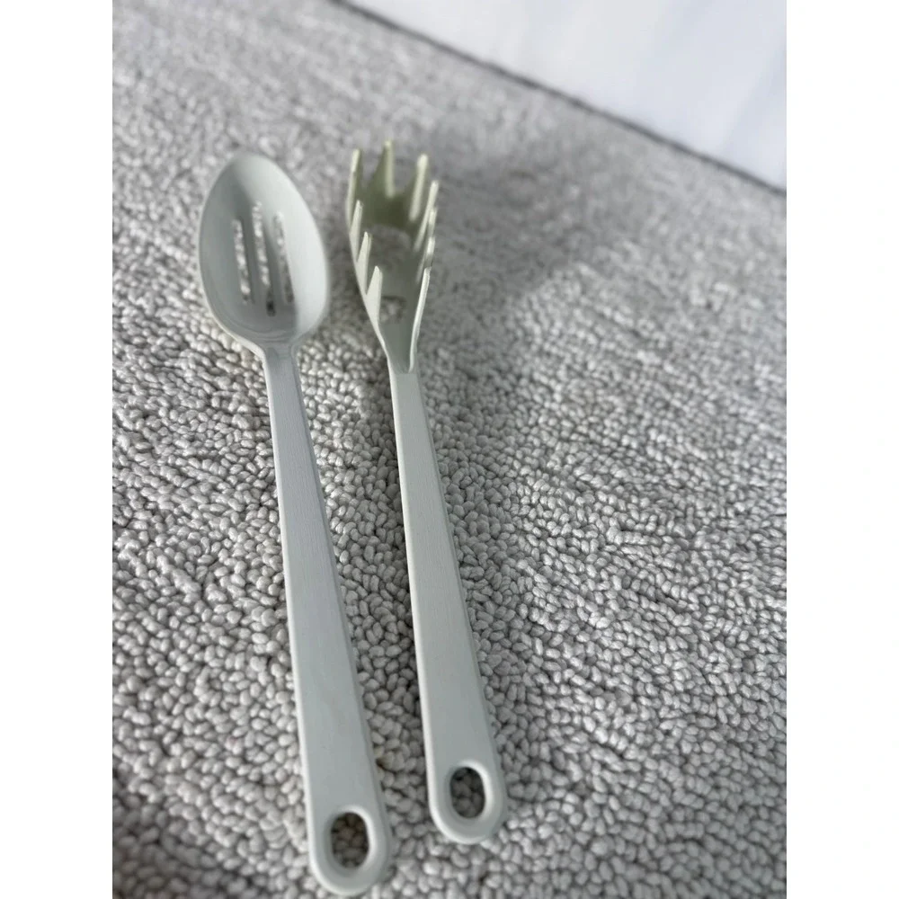 Taylor Made Products Slotted Spoon and Pasta Server Set White Plastic‎ VTG USA